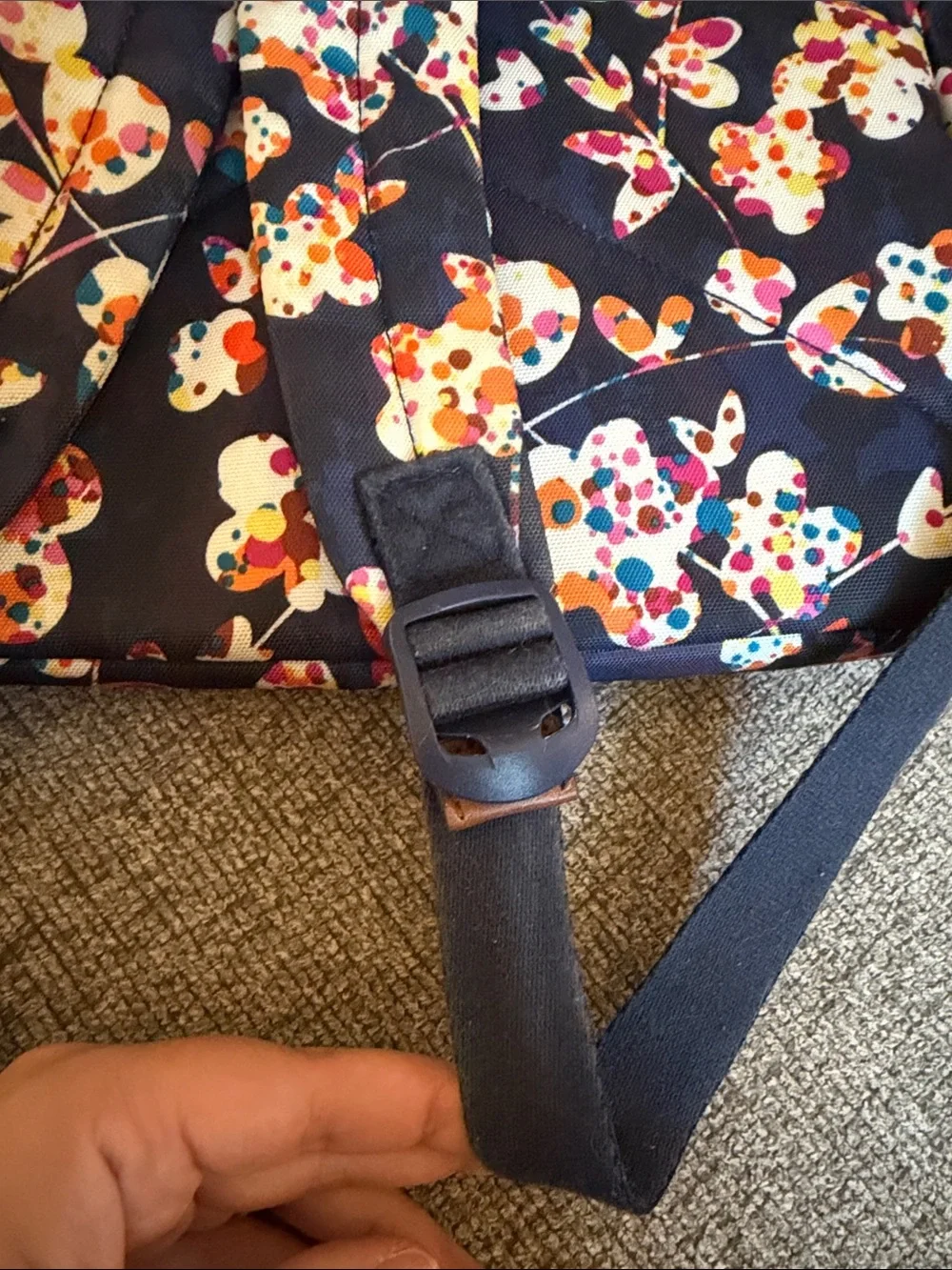 Vera Bradley Navy Recycled Floral Backpack with Multicolor Accents
